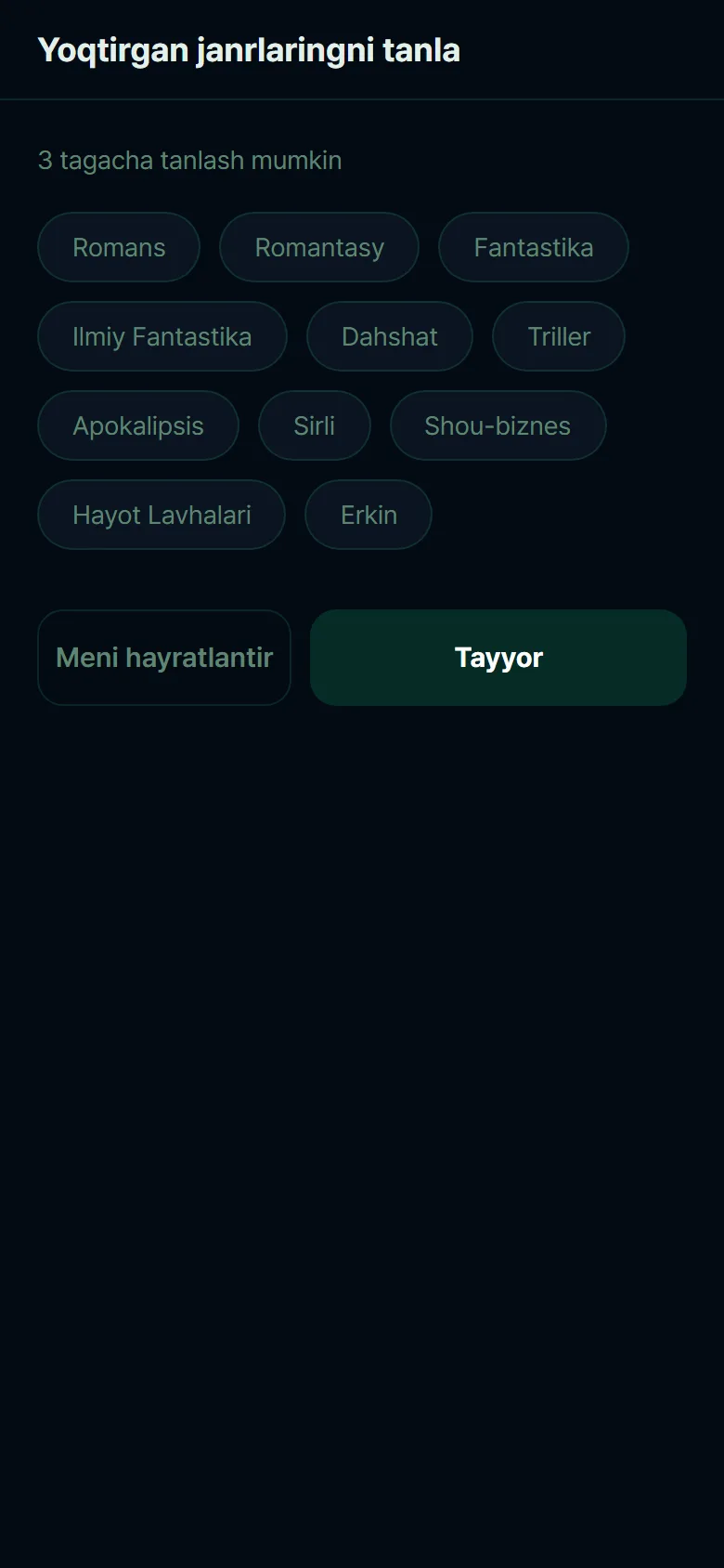 Genre picker